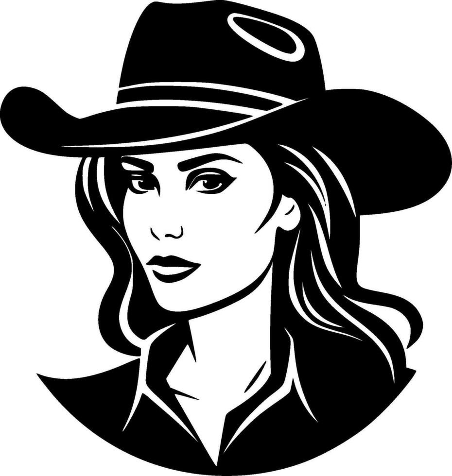 cow-girl, minimaliste et Facile silhouette - vecteur illustration