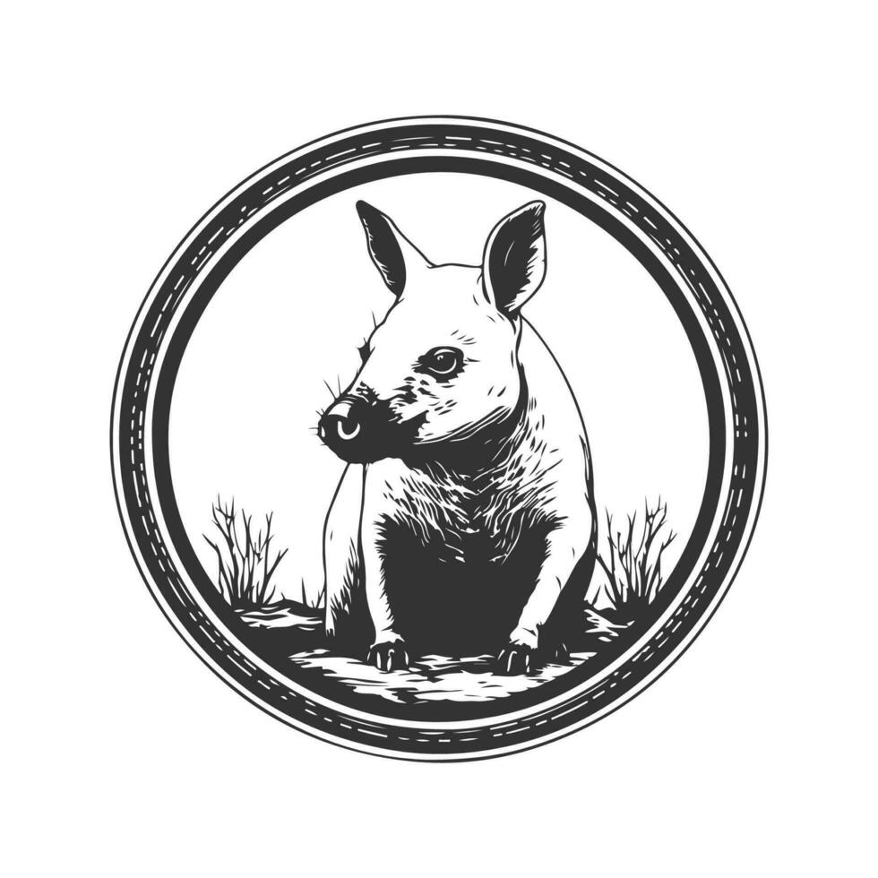 Aardvark, ancien logo ligne art concept noir et blanc couleur, main tiré illustration vecteur