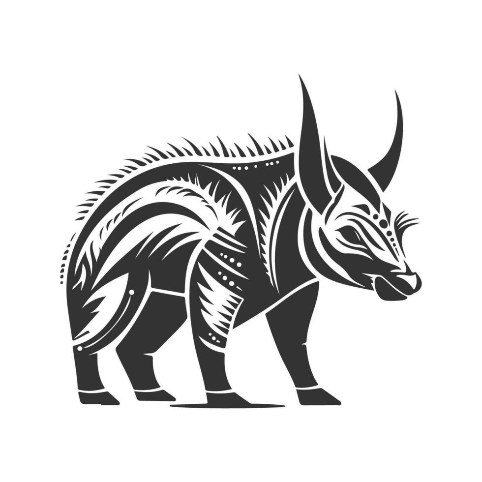 Aardvark tribal, ancien logo ligne art concept noir et blanc couleur, main tiré illustration vecteur