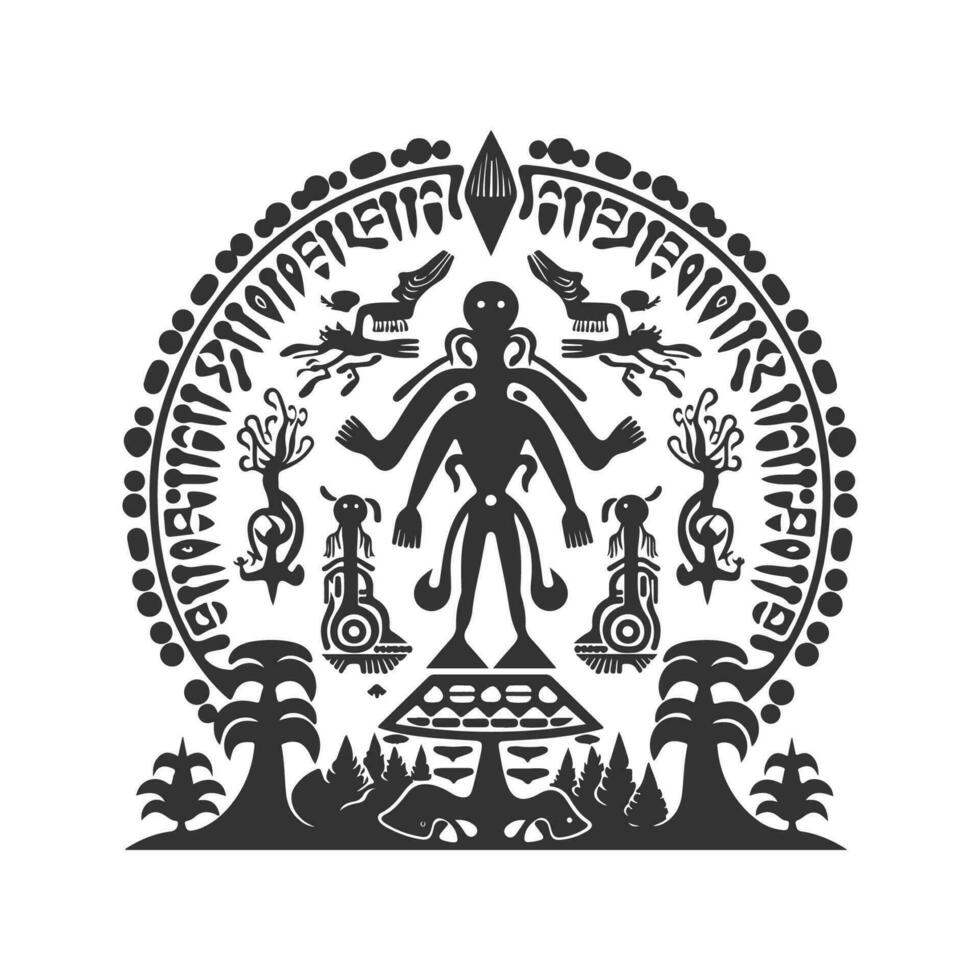 extraterrestre artefact, ancien logo ligne art concept noir et blanc couleur, main tiré illustration vecteur