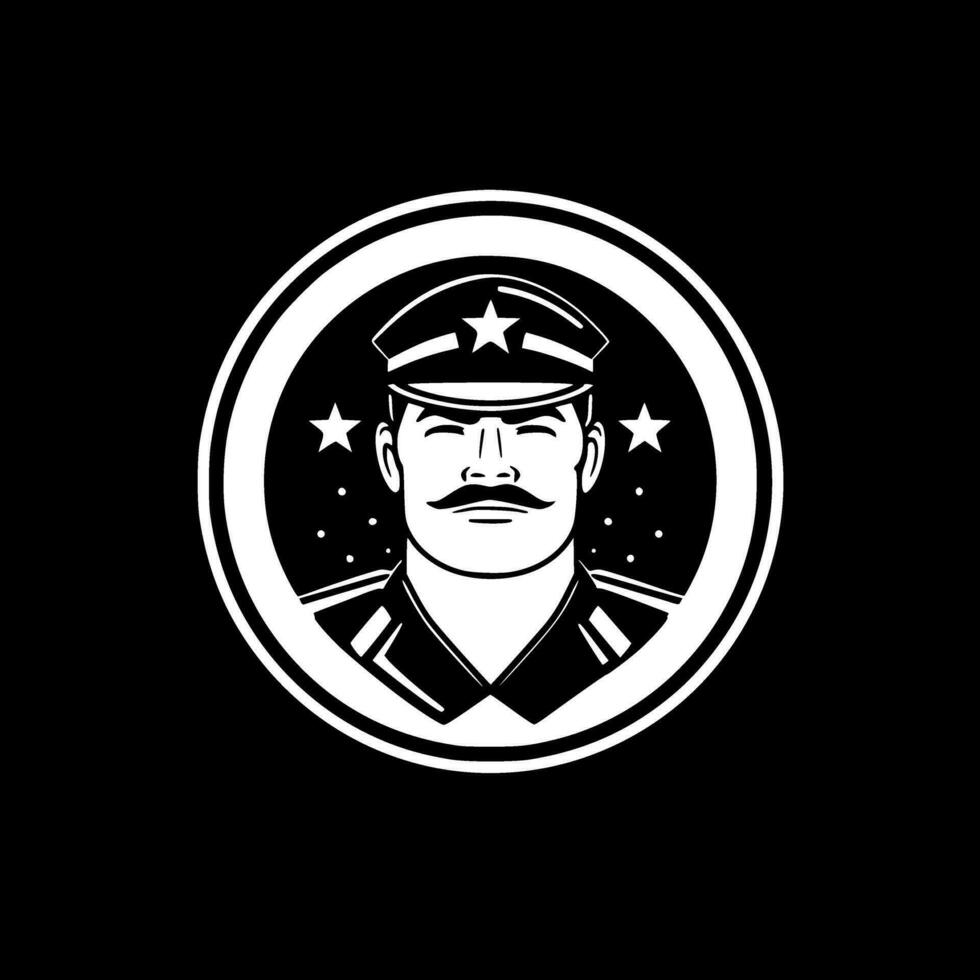 militaire - noir et blanc isolé icône - vecteur illustration