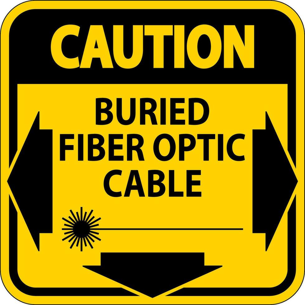 mise en garde premier signe, enterré fibre optique câble vecteur