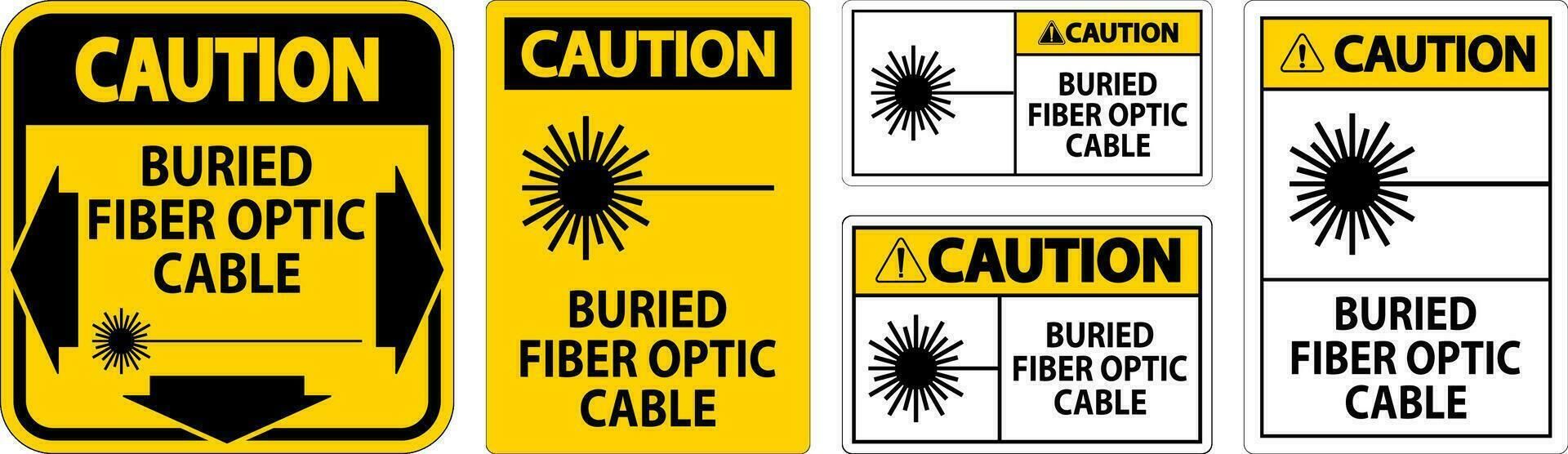 mise en garde premier signe, enterré fibre optique câble vecteur