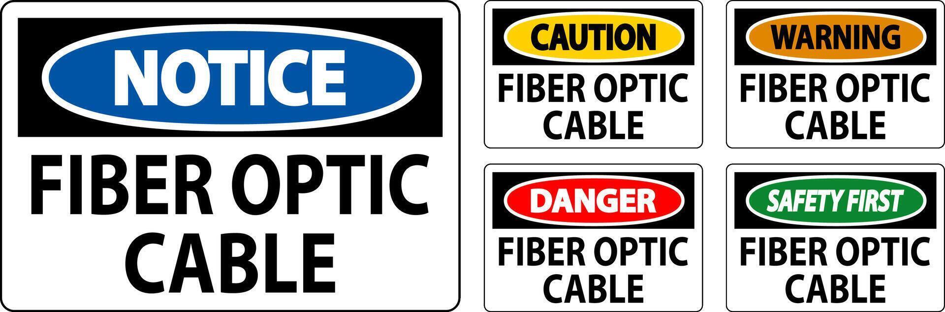 mise en garde signe, fibre optique câble signe vecteur