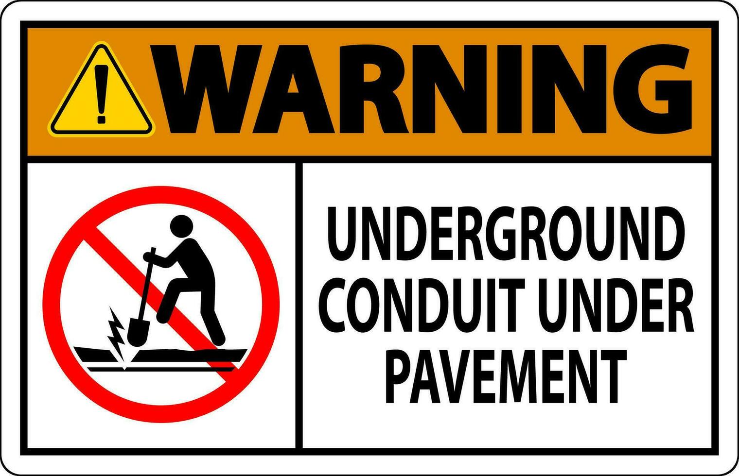 avertissement signe, souterrain conduit en dessous de chaussée vecteur