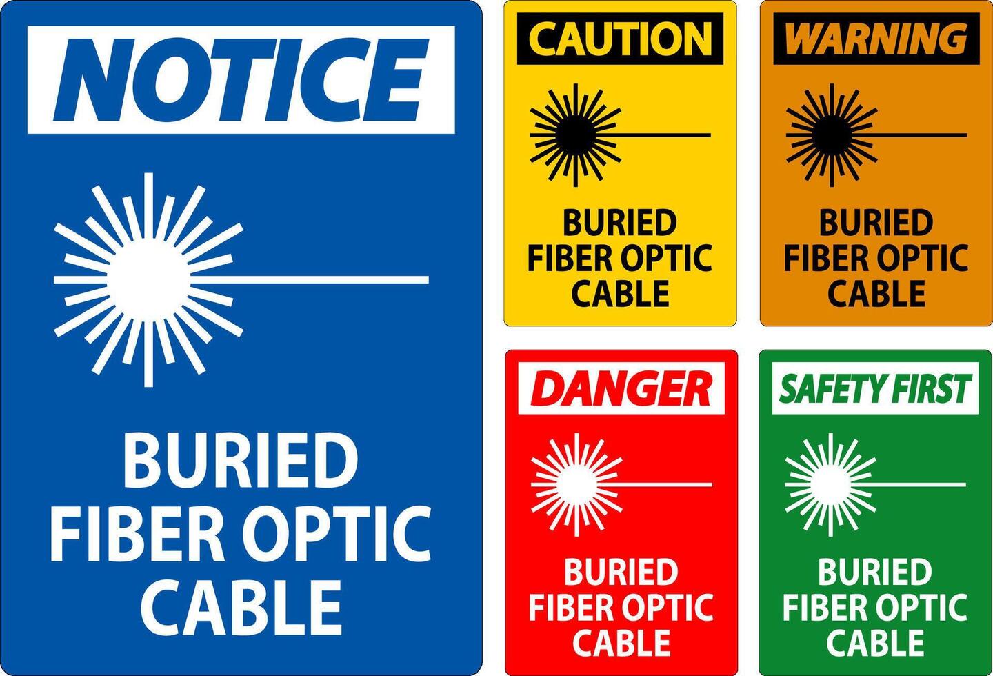 avertissement signe, enterré fibre optique câble vecteur