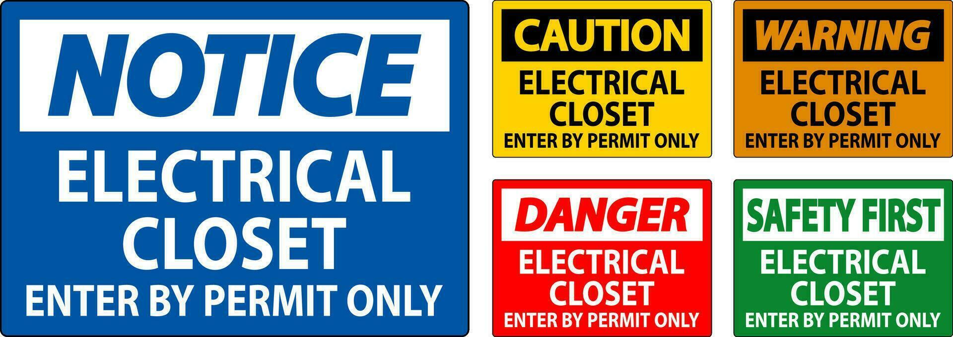 danger signe électrique placard - entrer par permis seulement vecteur