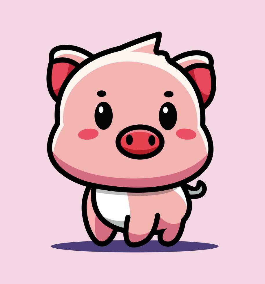 mignonne porc illustration porc kawaii chibi vecteur style porc dessin animé