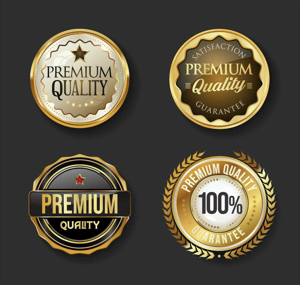 prime qualité d'or conception badges vecteur collection