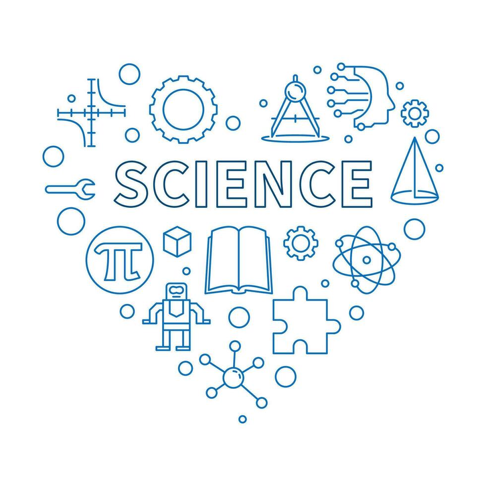 science cœur contour tige bannière - vecteur illustration