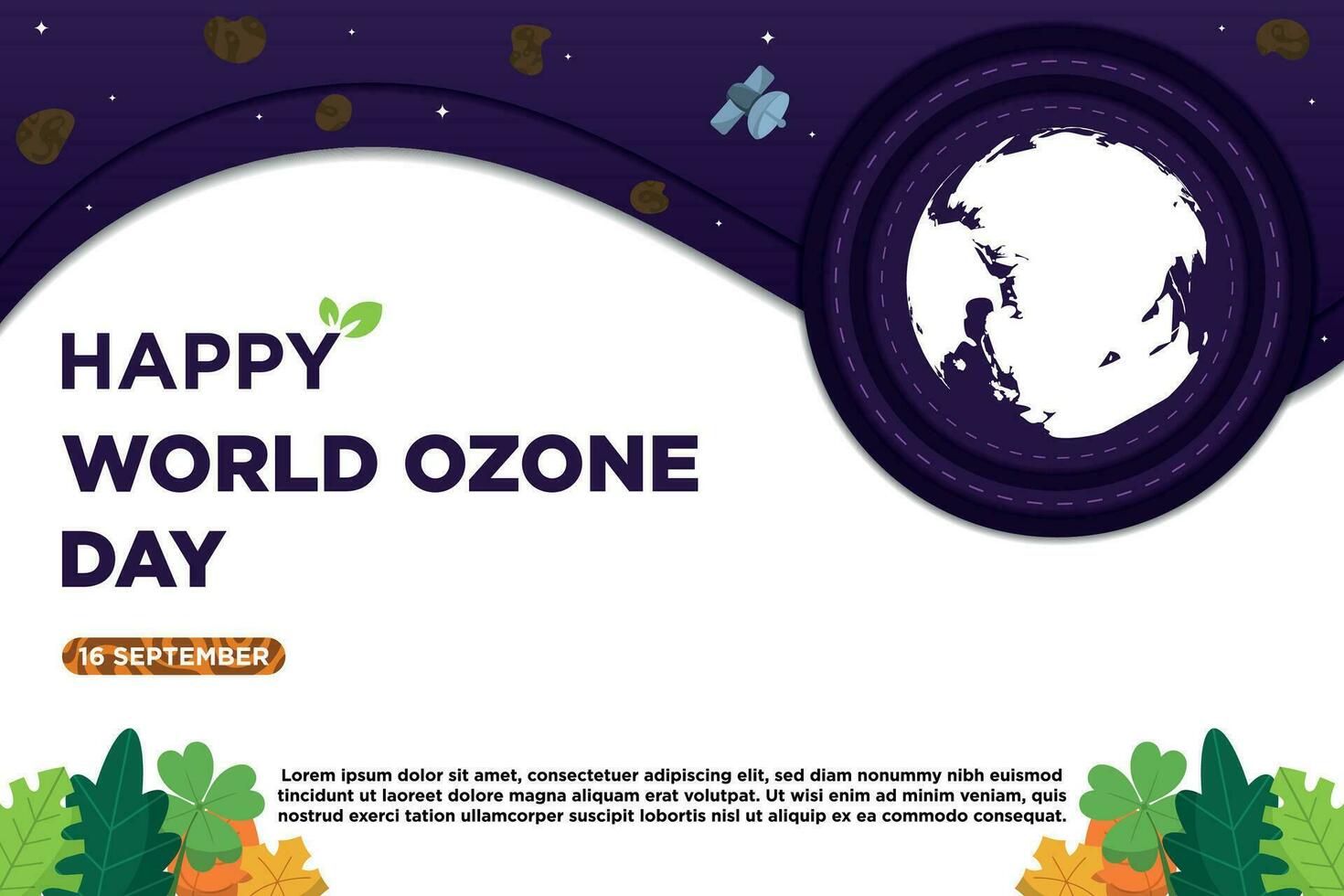 Nouveau Frais concept vecteur monde ozone journée avec plante illustration