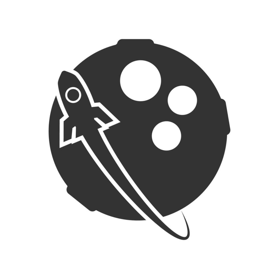 vecteur illustration de fusée sur le lune icône dans foncé Couleur et blanc Contexte