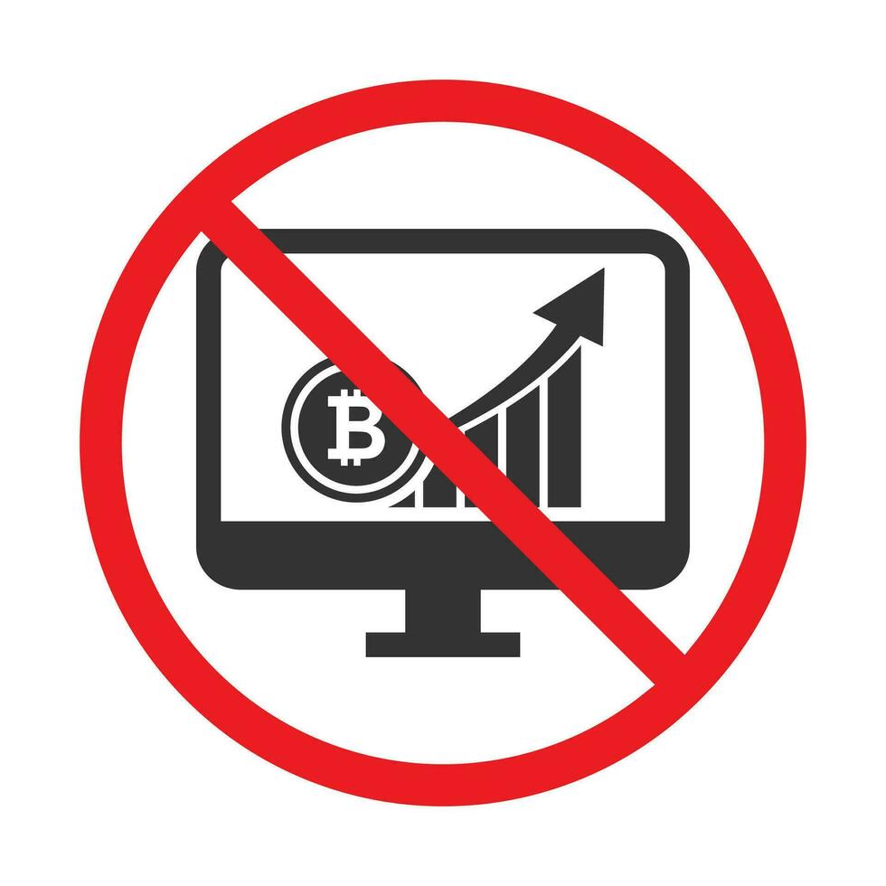 vecteur illustration de interdit de en fonctionnement bitcoins icône dans foncé Couleur et blanc Contexte