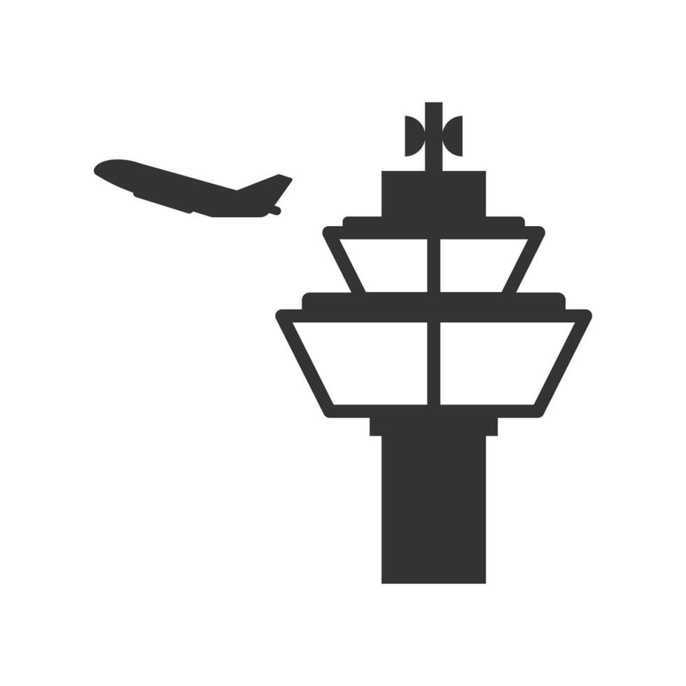 vecteur illustration de aéroport tours icône dans foncé Couleur et blanc Contexte