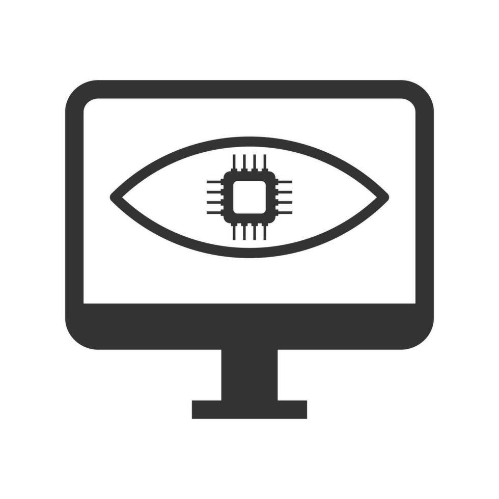 vecteur illustration de ordinateur œil puce icône dans foncé Couleur et blanc Contexte