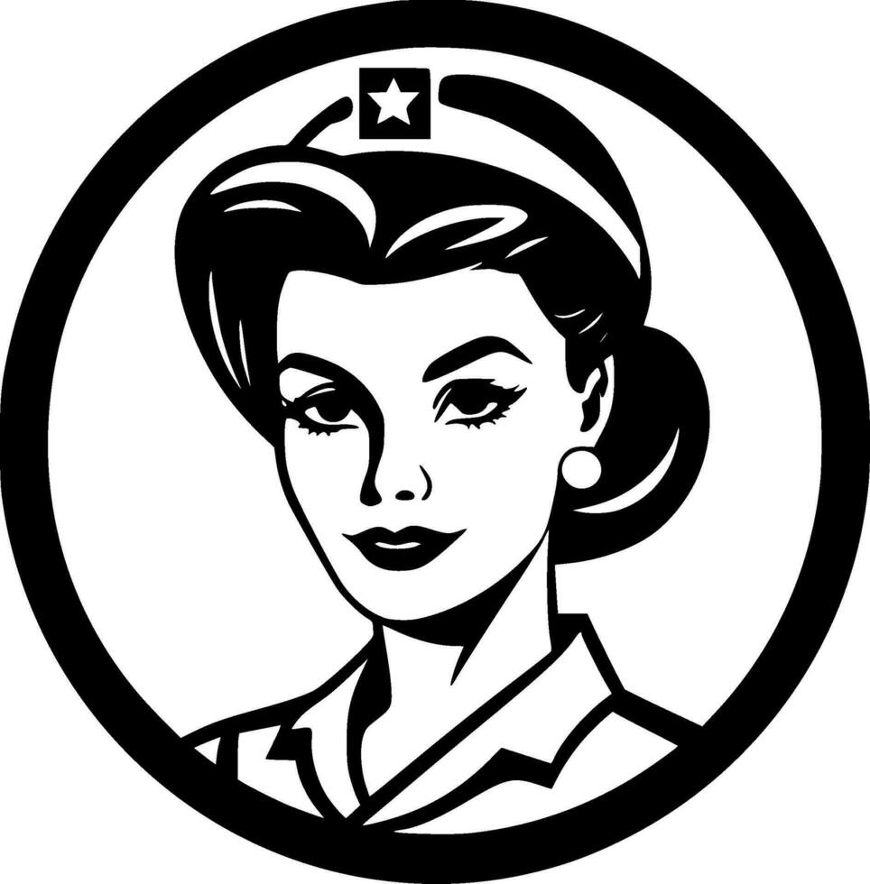 infirmière - minimaliste et plat logo - vecteur illustration