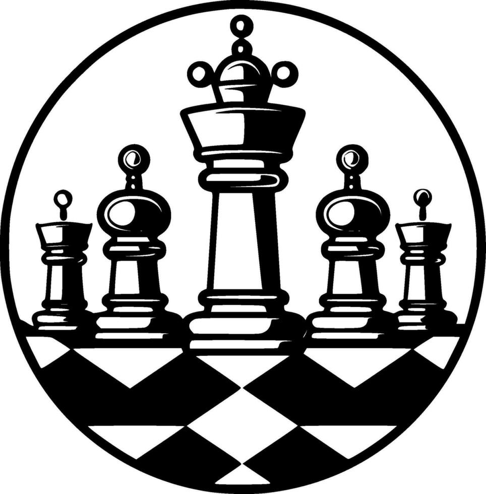 échecs - noir et blanc isolé icône - vecteur illustration