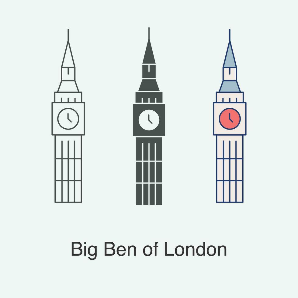 gros ben de Londres icône dans différent style vecteur illustration.