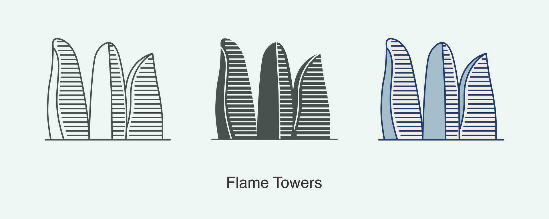 flamme tours icône dans différent style vecteur illustration.