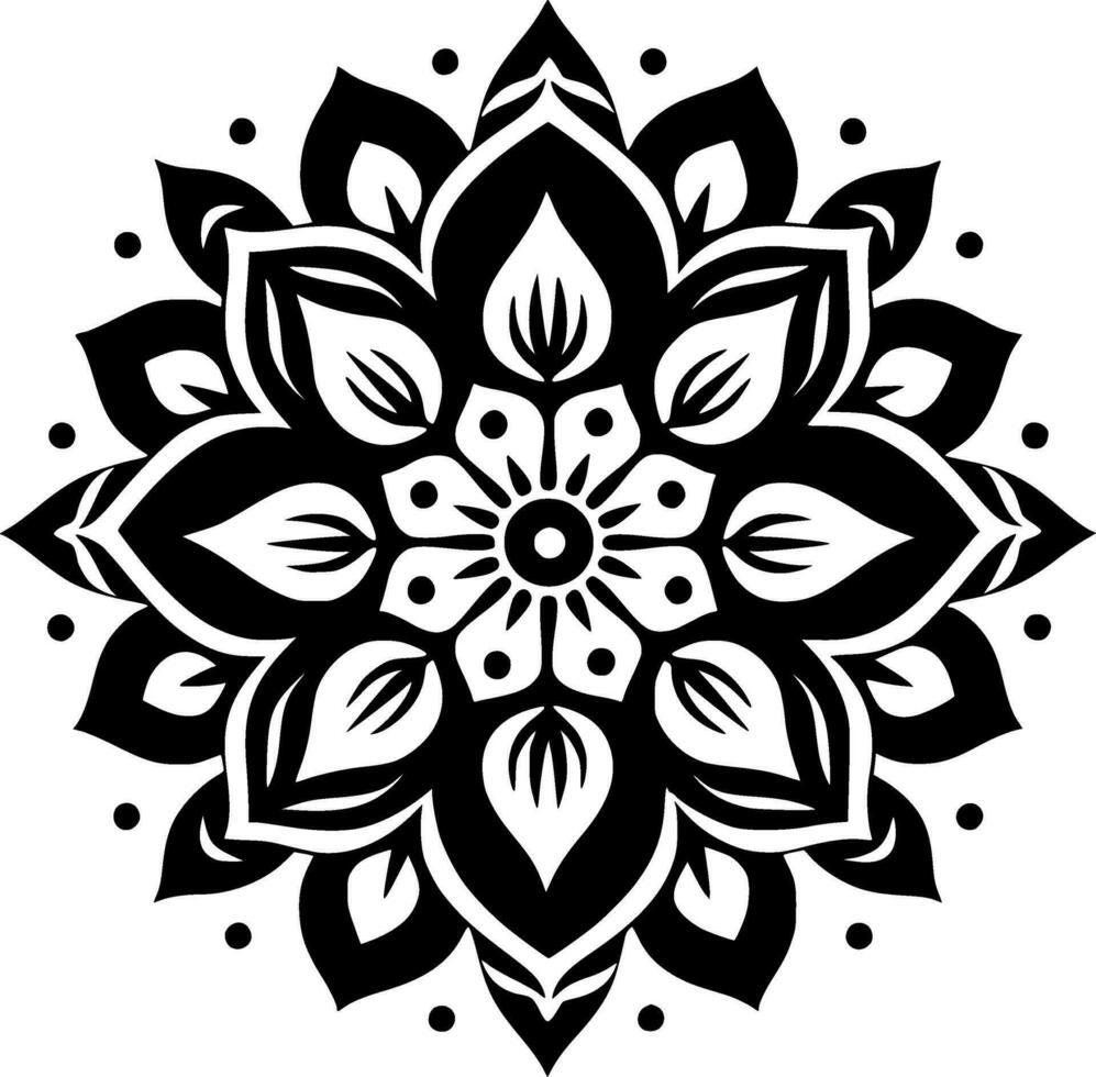 mandala - noir et blanc isolé icône - vecteur illustration