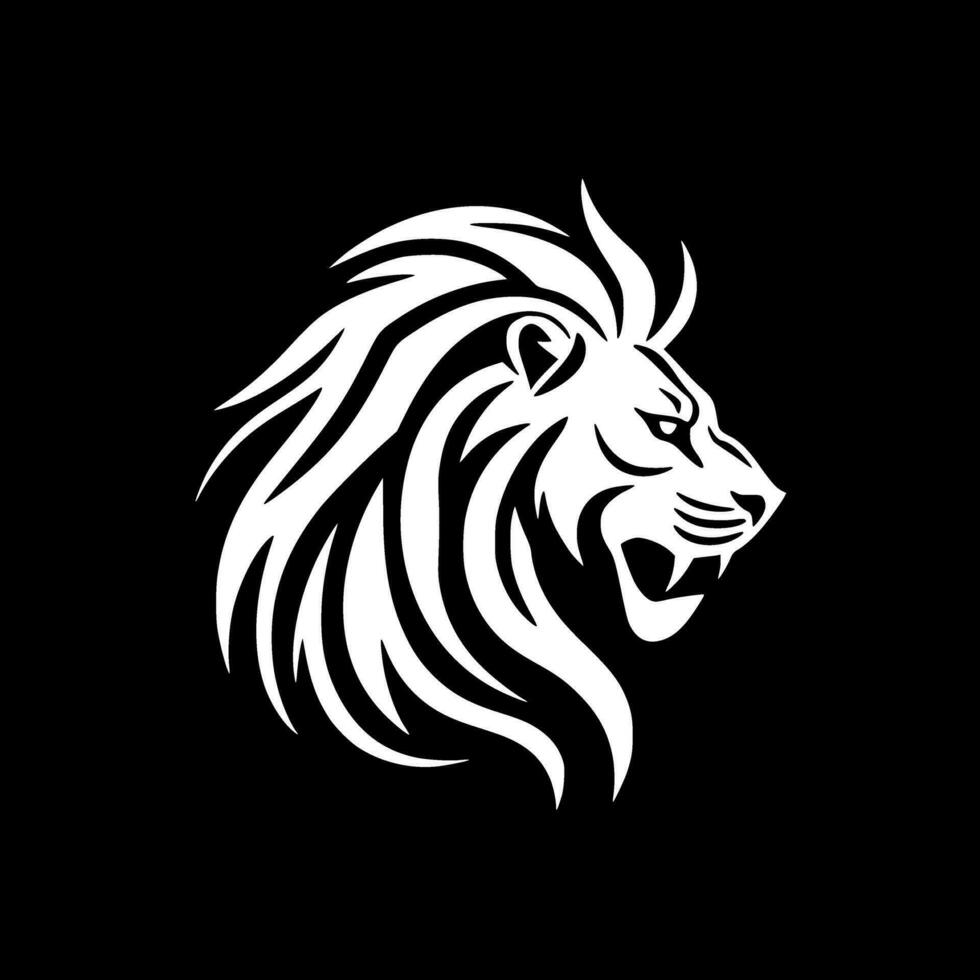 Lion - noir et blanc isolé icône - vecteur illustration