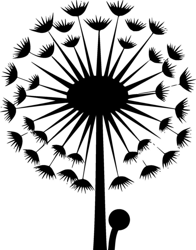 pissenlit - noir et blanc isolé icône - vecteur illustration