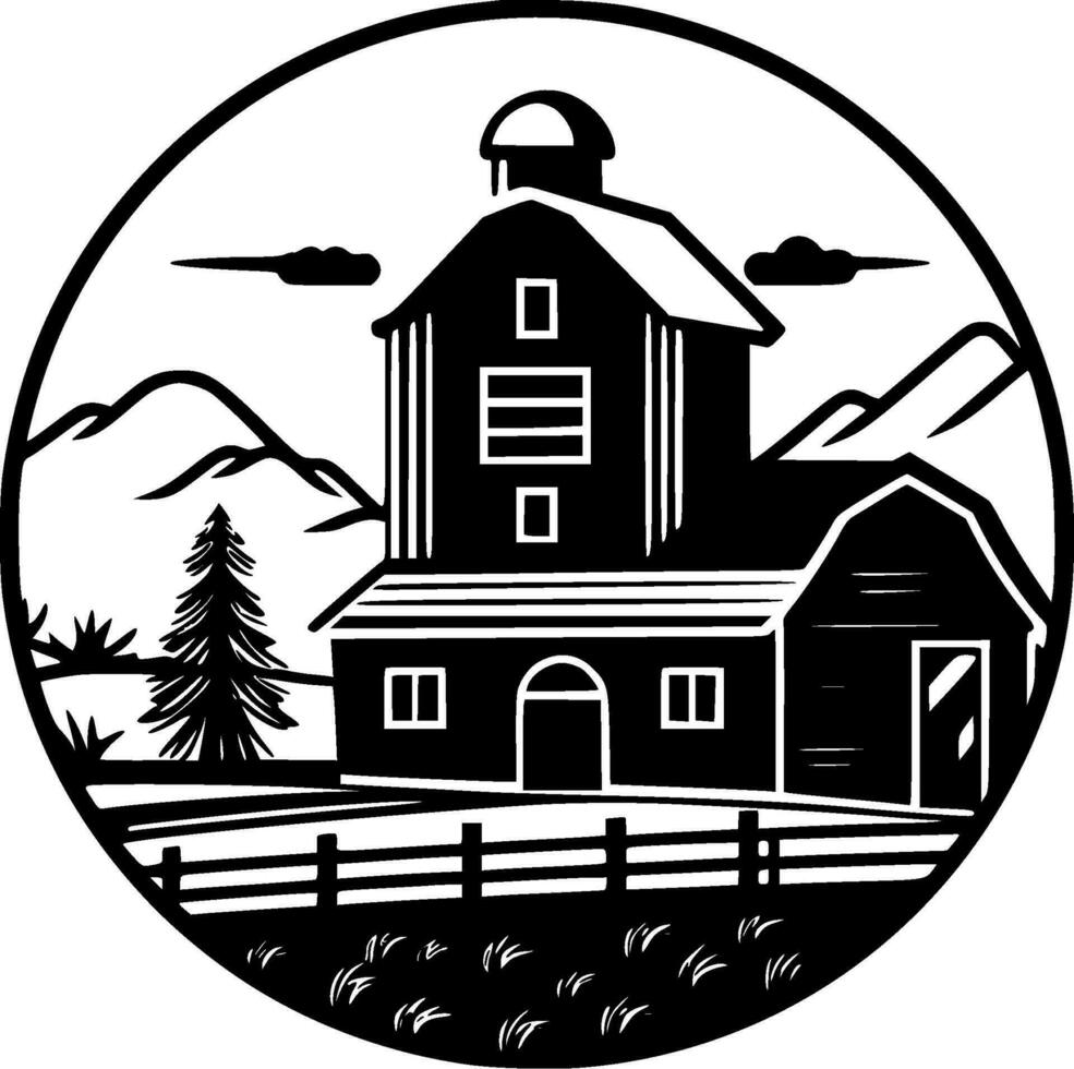 ferme - minimaliste et plat logo - vecteur illustration