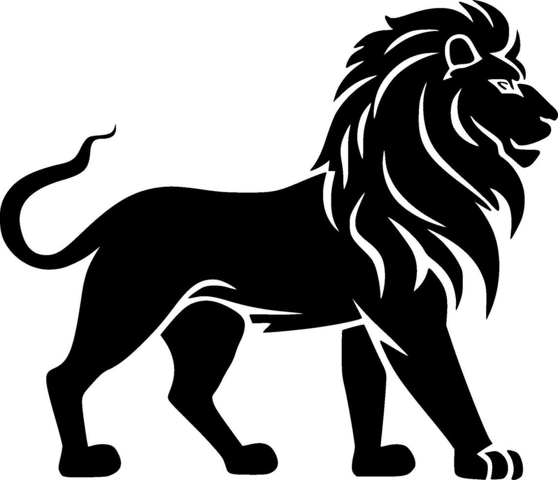 Lion - noir et blanc isolé icône - vecteur illustration