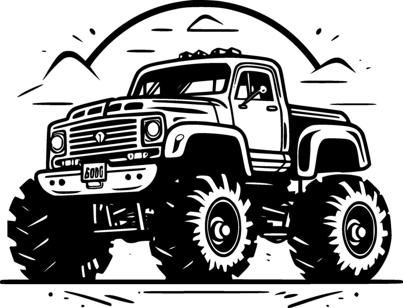monstre un camion - minimaliste et plat logo - vecteur illustration