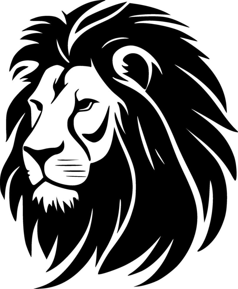 Lion - noir et blanc isolé icône - vecteur illustration