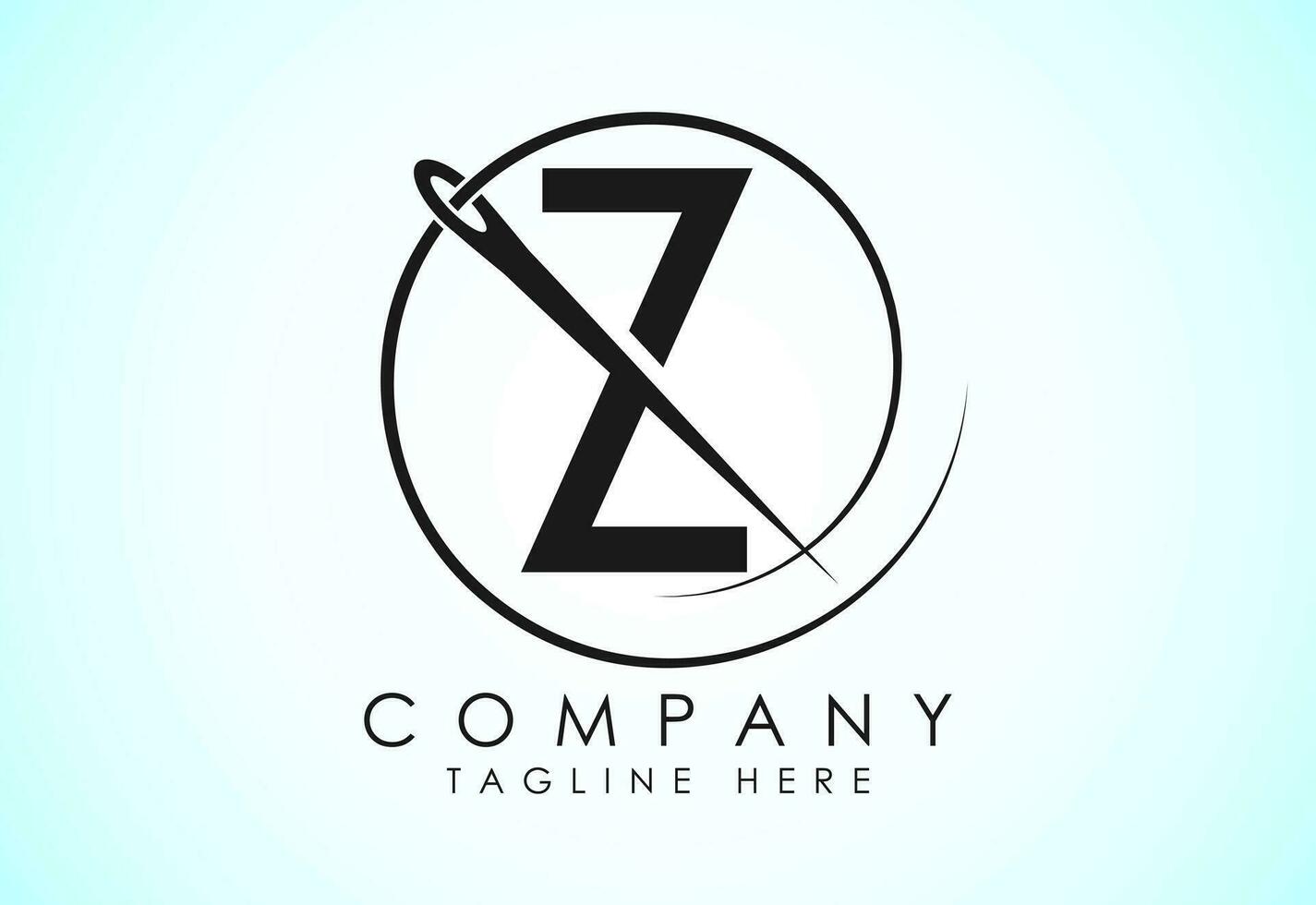 Anglais alphabet z avec couture aiguille et fil icône. adaptation logo conception concept. vecteur