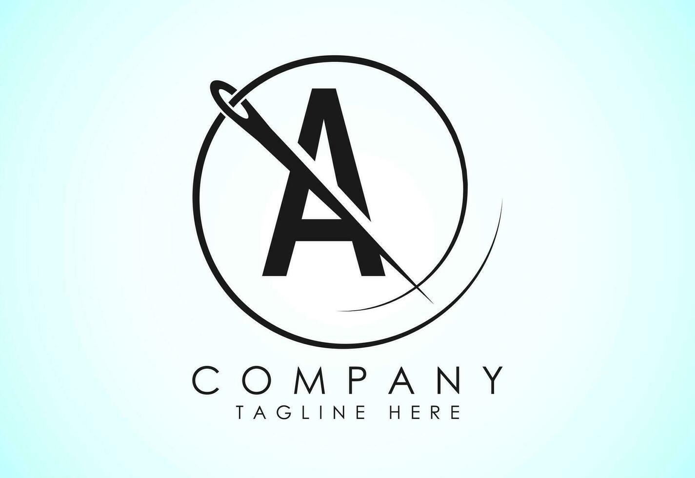 Anglais alphabet une avec couture aiguille et fil icône. adaptation logo conception concept. vecteur