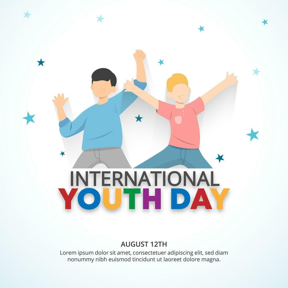 international jeunesse journée Contexte avec content jeunesse gens vecteur