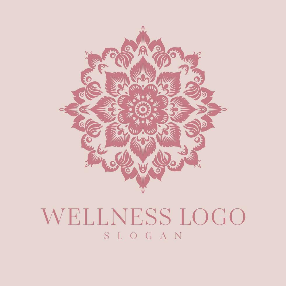 bien-être vecteur logo conception. mandala floral vecteur emblème.