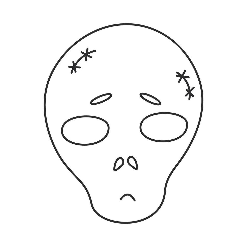 Halloween crâne ligne noir effrayant élément icône vecteur