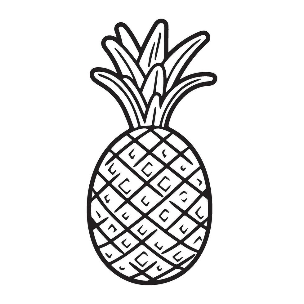 ananas tropical fruit illustration, ananas avec feuille icône. vecteur