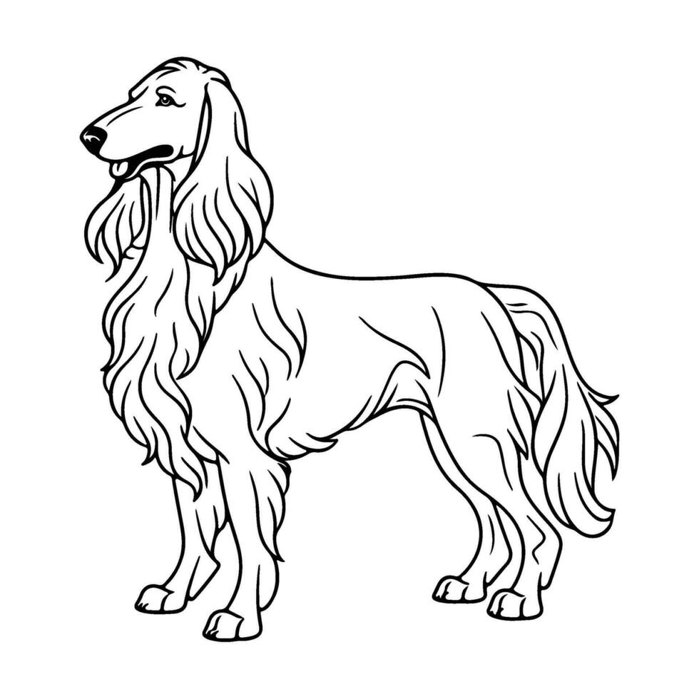 afghan chien, main tiré dessin animé personnage, chien icône. vecteur