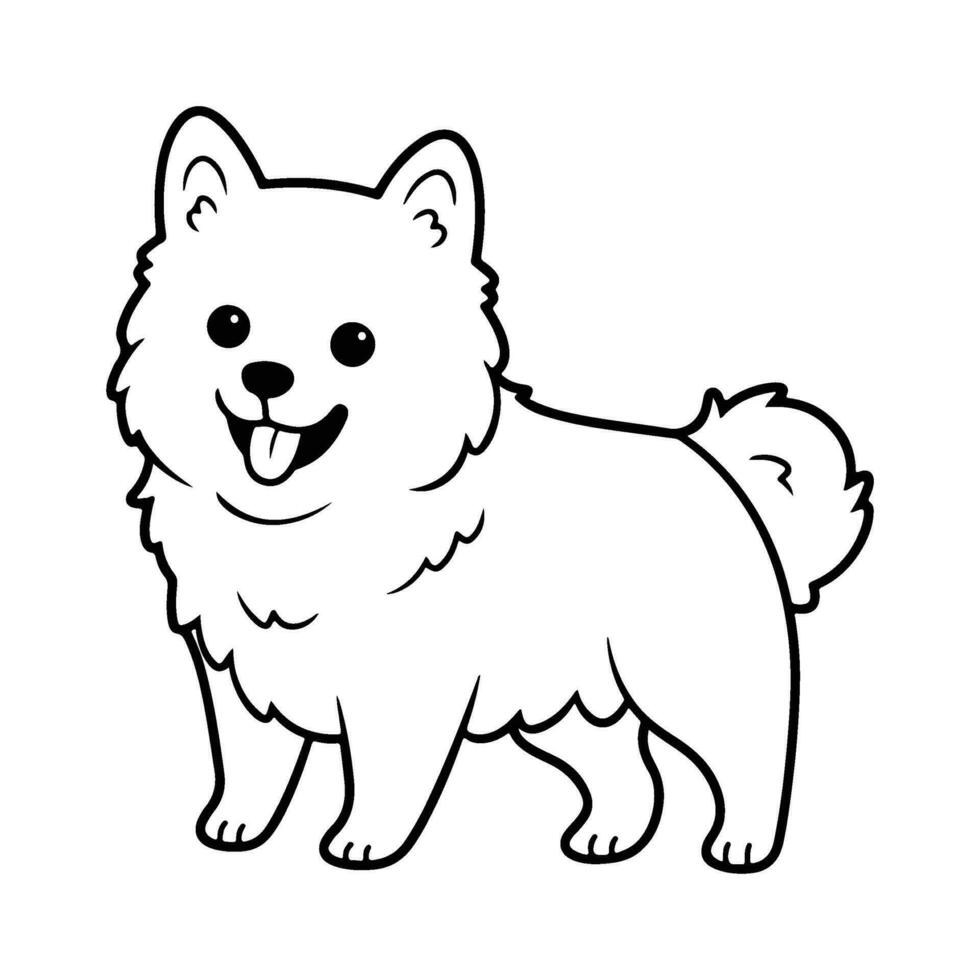 américain esquimau chien, main tiré dessin animé personnage, chien icône. vecteur