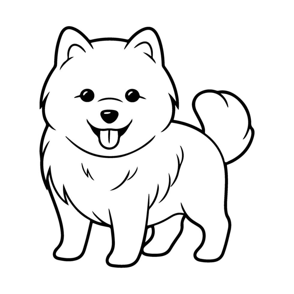 américain esquimau chien, main tiré dessin animé personnage, chien icône. vecteur