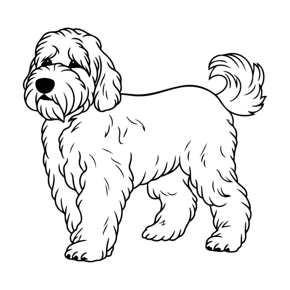 noir russe terrier, main tiré dessin animé personnage, chien icône. vecteur