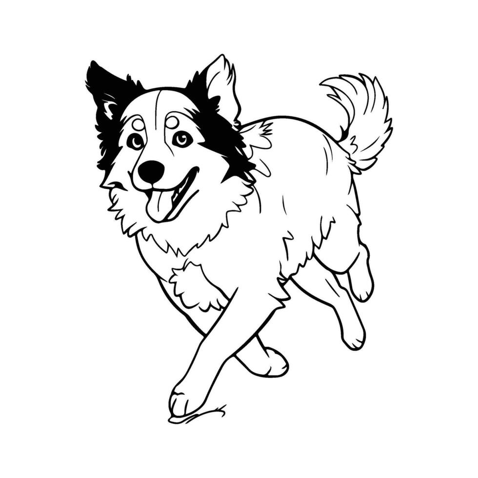 frontière colley, main tiré dessin animé personnage, chien icône. vecteur