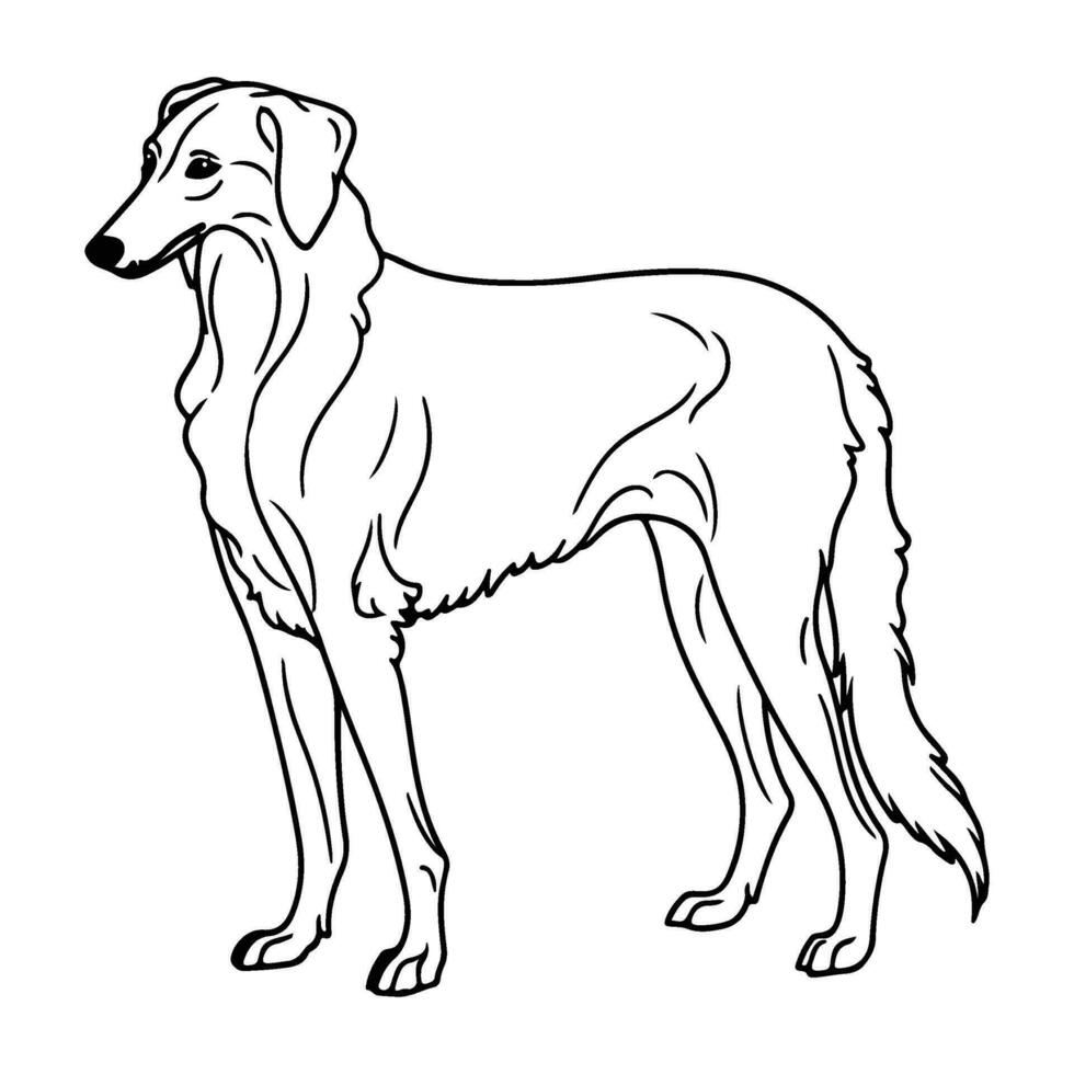 barzoï, main tiré dessin animé personnage, chien icône. vecteur