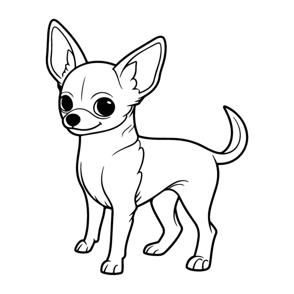 chihuahua chien, main tiré dessin animé personnage, chien icône. vecteur