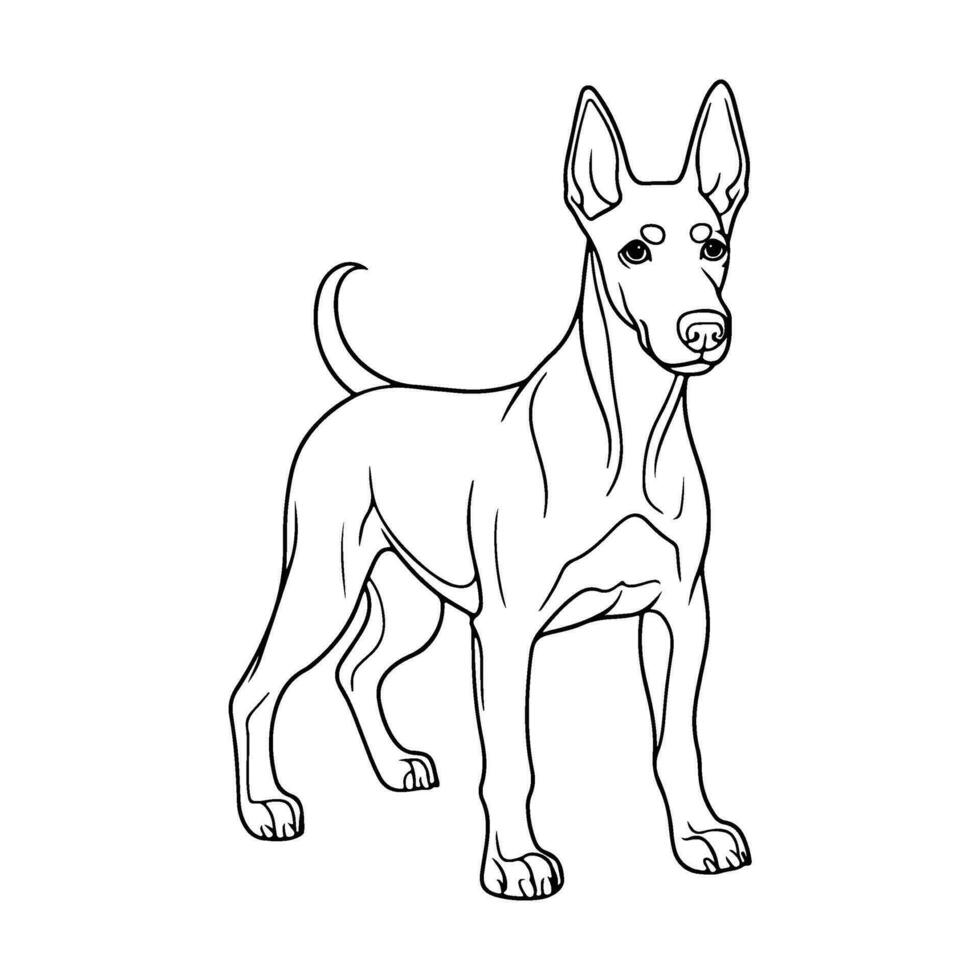 doberman chien, main tiré dessin animé personnage, chien icône. vecteur