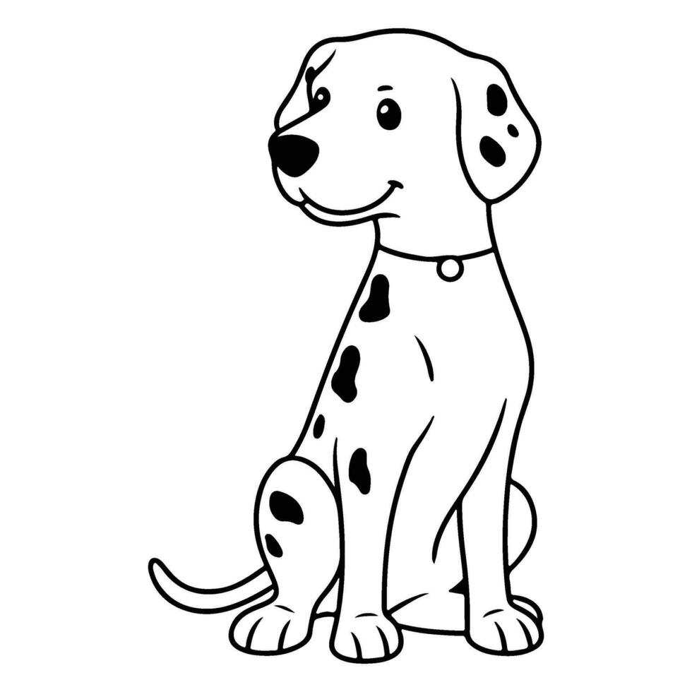 dalmatien chien, main tiré dessin animé personnage, chien icône. vecteur