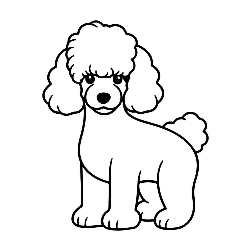 caniche chien, main tiré dessin animé personnage, chien icône. vecteur