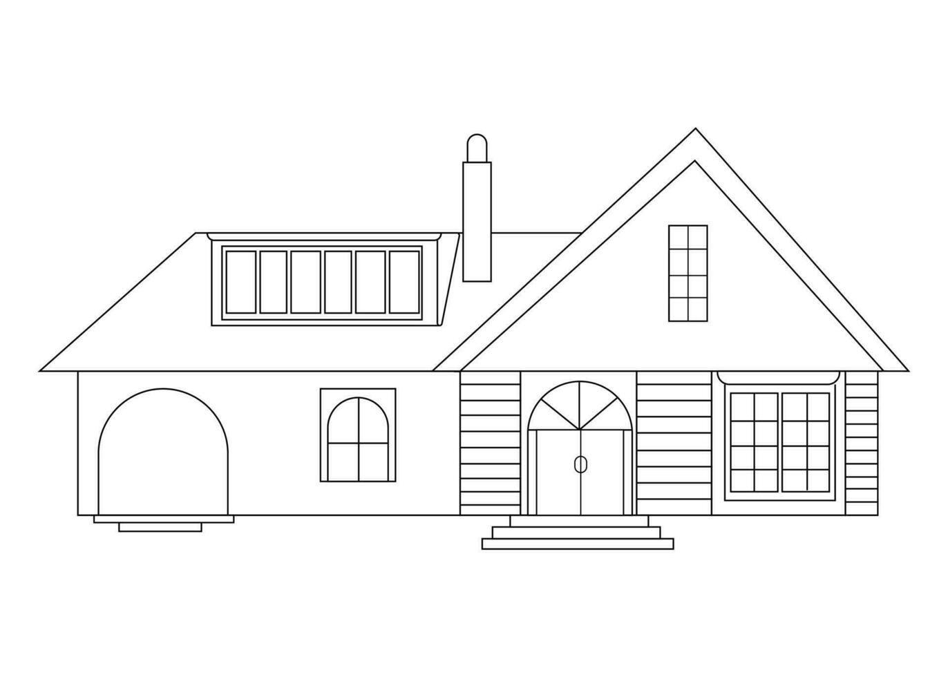 maison vecteur, maison coloration pages pour enfants. coloration livre pour les enfants et adultes. noir et blanc illustration de une maison. contour figure de le chalet. vecteur