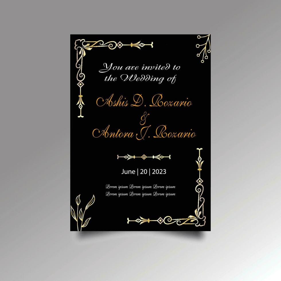 luxe mariage invitation carte conception ensemble. luxe ancien d'or vecteur invitation carte modèle