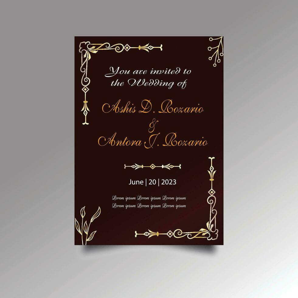 luxe mariage invitation carte conception ensemble. luxe ancien d'or vecteur invitation carte modèle