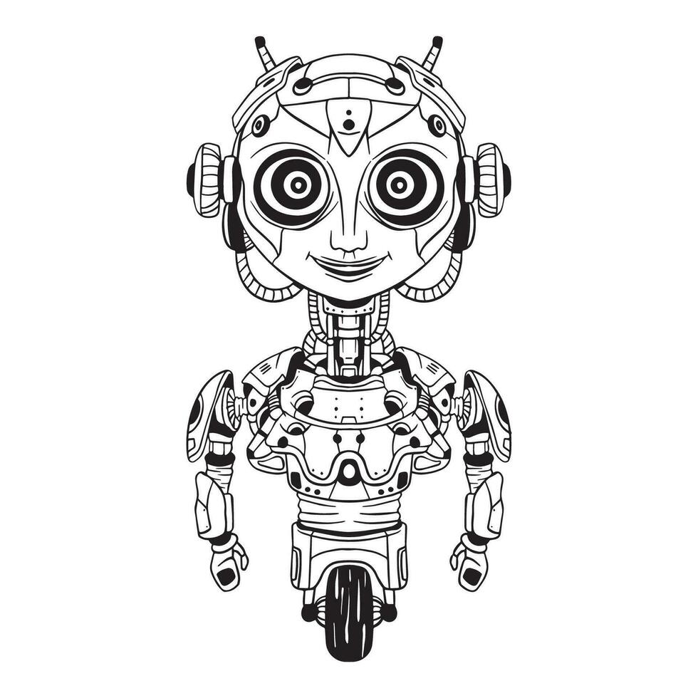 robot contour 04 ,bien pour coloration livres, impressions, autocollants, conception ressources, logo et plus. vecteur